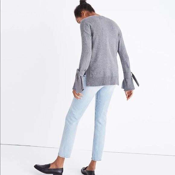 Madewell Tie-Cuff Pullover Sweater Small Blue/Gray - Picture 12 of 12